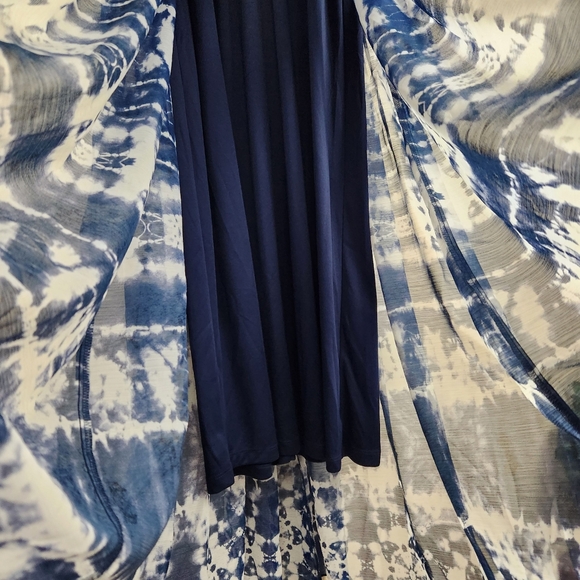 Calvin Klein Tie Dyed Wrap Maxi Dress Blue White Wedding Evening Womens Size 8 - Picture 8 of 16